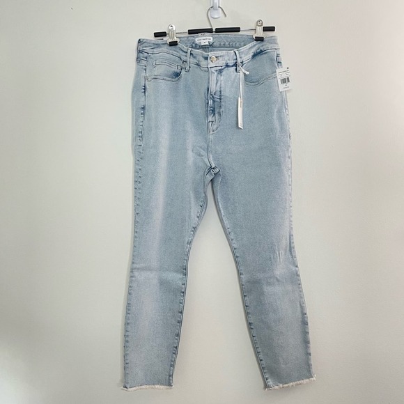 NWT Good American Good Legs Crop Long Fray Hem Jeans size 18 Blue669 - Picture 2 of 9